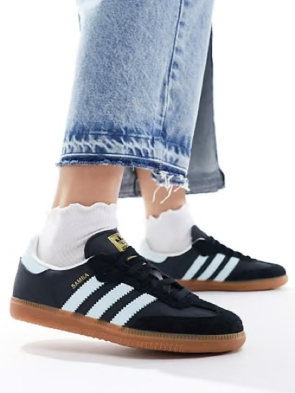 ADIDAS | Samba | Black & Baby Blue with Gold | Size 10